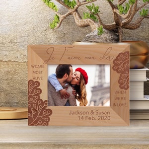 Custom Couples Photo Frame, Personalized Family Picture Frame, Wooden Picture Frame, Engraved Photo Frame, Christmas Gift Idea For Honeymoon