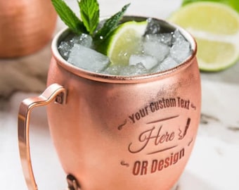 Personalized Moscow Mule Cropper Mug | Custom Name Engraved Moscow Mule Mug | Monogram Cocktail Cup | Custom Barware Gift for Him/Her