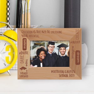 Personalized Graduation Picture Frame, Custom Photo Frame, Engraved Photo Frame, Wooden Photo Frame, Gift for Alumna, Student Gift Ideas