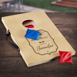 Personalized Mini Bean Bags Toss Game for Children’s - Custom Engraved Wooden Board Cornhole Games for Kids - Best Baby Shower Gift Ideas