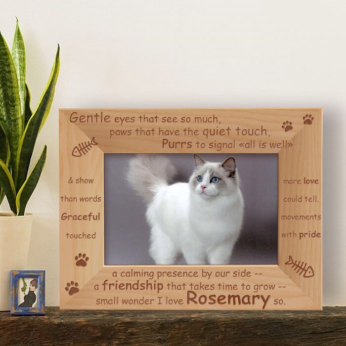 Personalized Cat Photo Frame Pet Picture Frame Engraved Etsy