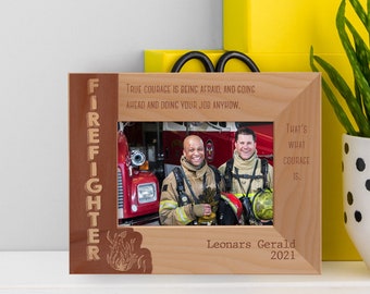 Custom Firefighter Photo Frame, Personalized Picture Frame, Wooden Photo Frame, Engraved Photo Frame, Memorial Gift, Gift Ideas For Friends