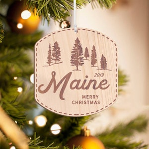 Customized Maine Ornament, Personalized Maine Christmas Ornament, Monogram Christmas State Ornament, Custom Maine Ornament for Christmas