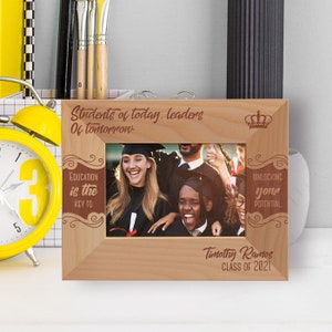 Custom Graduation Photo Frame, Personalized Leaders Of Tomorrow Photo Frame, Engraved Photo Frame, Wooden Photo Frame, Gift For Graduates