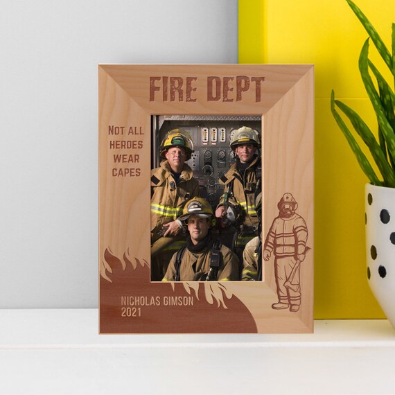 Custom Firemen Photo Frame, Personalized Firefighter Picture Frame