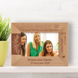 Custom Baby Shower Photo Frame, Personalized Can&#39;t Wait Picture Frame, Engraved Picture Frame, Wooden Picture Frame, Gift Idea for Mother
