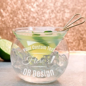 Personalized Cocktail Glass, Customized Cocktail/Martini Chiller for Martini/Cocktail Lovers, Engraved Uniquely Patterned Martini Glass