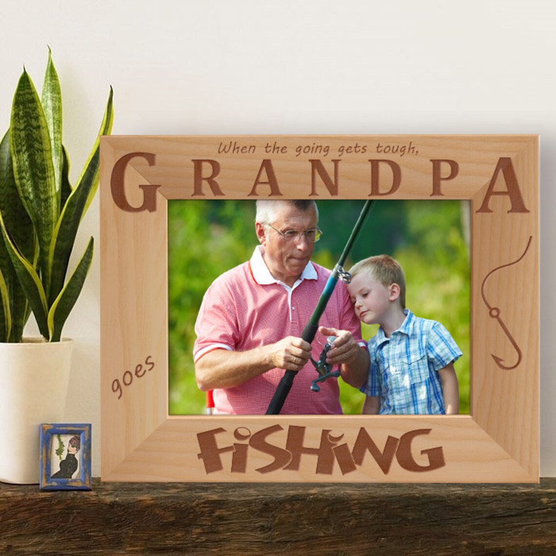 Fishing Picture Frame Grandpa Goes Fishing Fisherman Photo Etsy