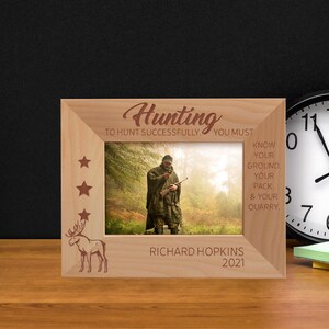 Custom Hunting Picture Frame, Personalized Picture Frame, Engraved Picture Frame, Wooden Photo Frame, Friends Gift Idea, Gift for Hunter