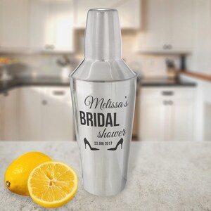 Personalized Cocktail Shaker Bridal Shower Gifts, Custom Engraved Stainless Steel Martini Bar Mixer, Bride To Be Gift for Her
