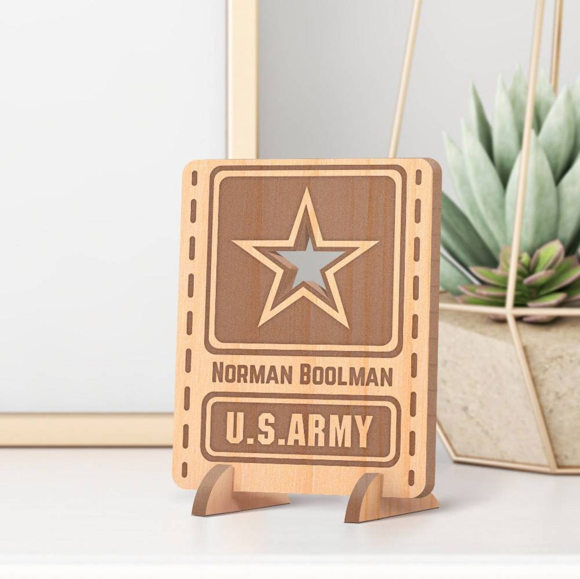 US Army Gift Card Personalized Military Gift Wooden Card Etsy