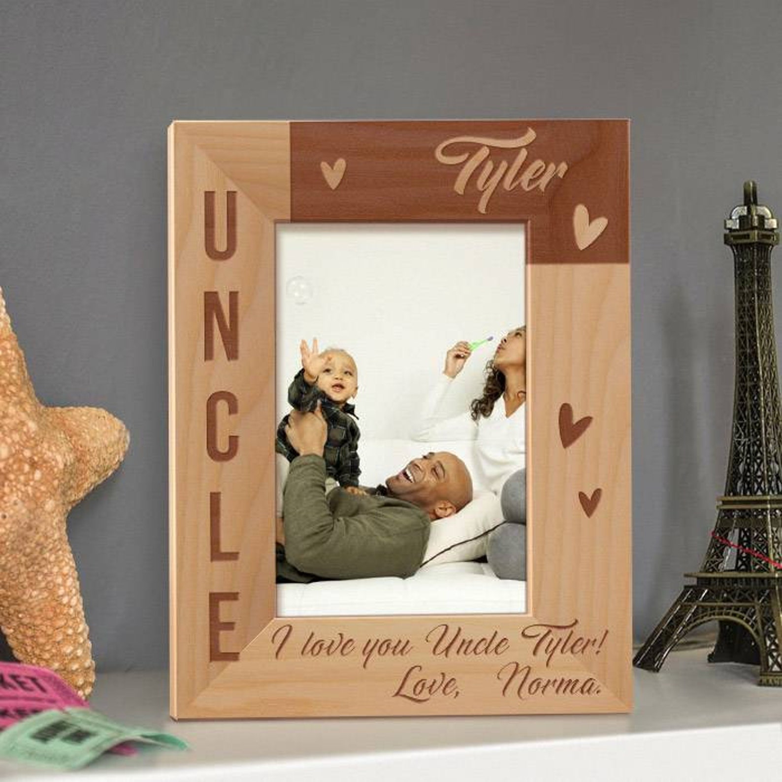 Uncle Picture Frame Personalized Photo Frame Engraved Wooden Etsy
