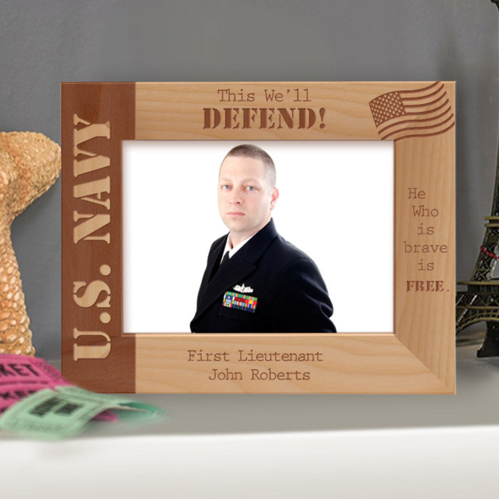 US Navy Picture Frame US Flag Engraved Frame Wooden Photo Etsy