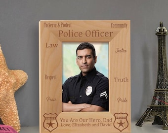 Personalized Police Officer Photo Frame, Engraved Police Picture Frame, Custom Photo Frame, Wooden Police Photo Frame, Police Officer Gifts