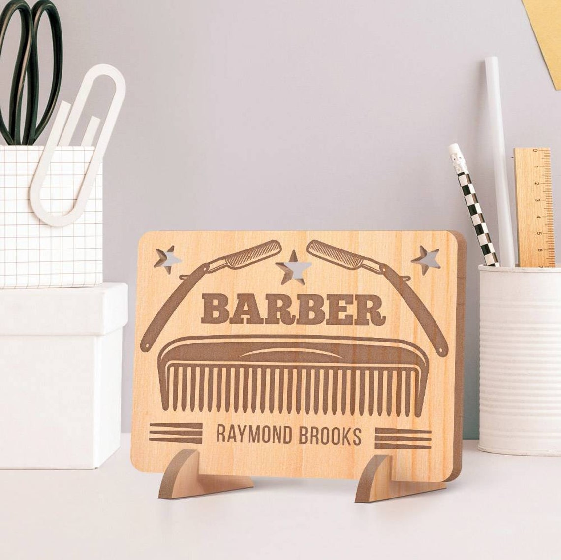 Personalized Barber Gift Wooden Barber Sign Hairdresser Etsy