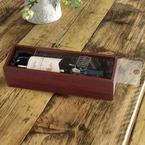 Customized Wine Capsule Box with Engraved Acrylic Lid - Liquor Bottle Wooden Carrier - Personalized Wine Keepsake Boxes - Handmade Storage