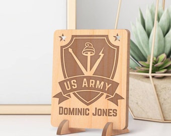 Military Gift Personalized, US Army Gift Card, Wooden Military Sign, Engraved Wood Card, United States Army Sign