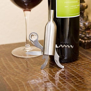 Personalized Pocket Multi Stainless Steel Wine Tool, Laser Engraved Corkscrew Tool, Monogrammed Wine Opener Pocket Wine Tool Set