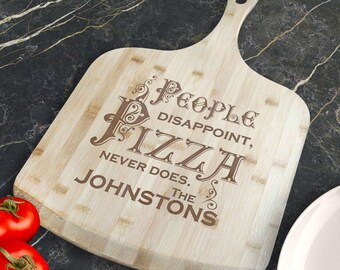 Personalized Bamboo Pizza Board: Engraved Pizza Peel, Serving Tray