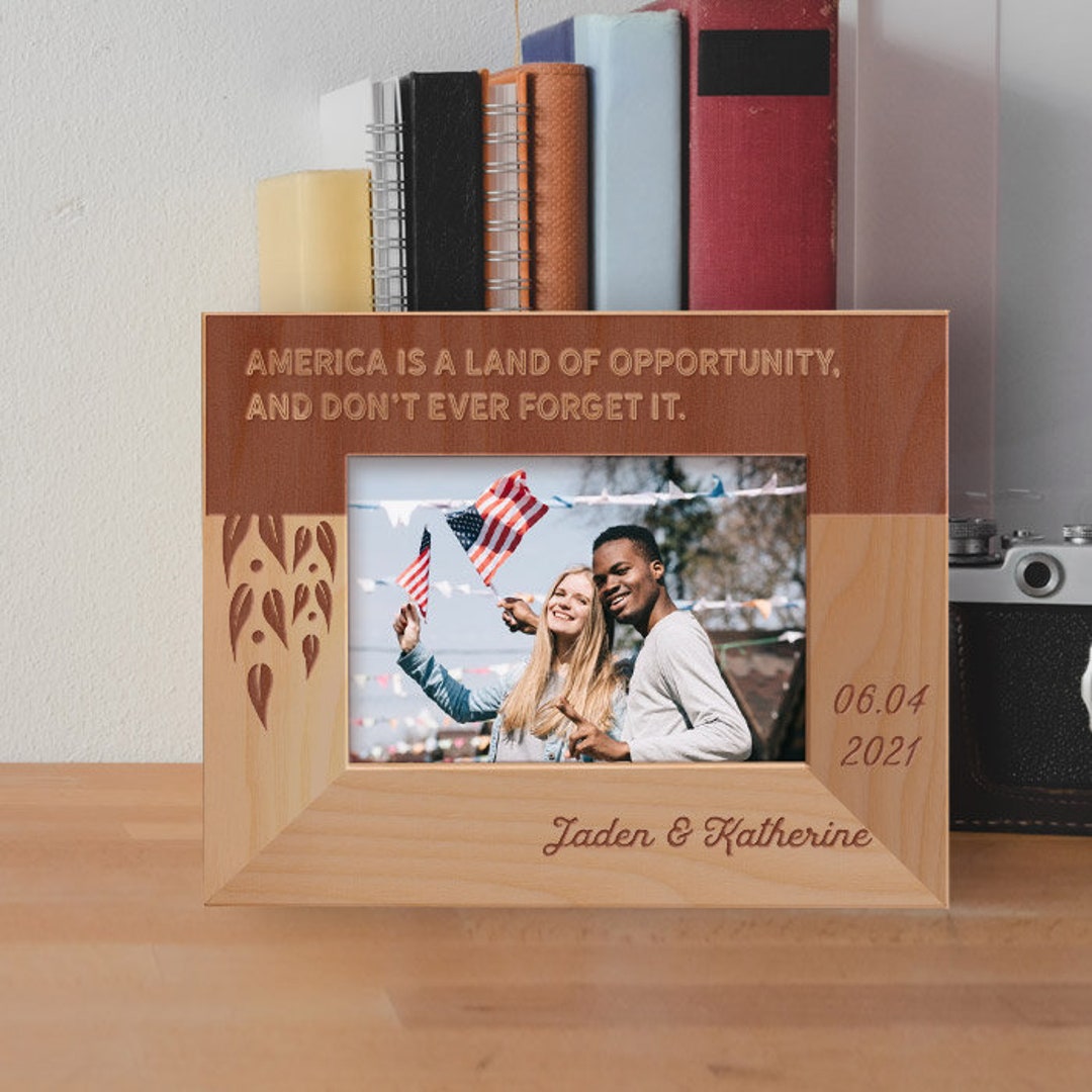 Photo Opp Frame Custom USA Picture Frame, Personalized Land of Opportunity Photo Frame ...