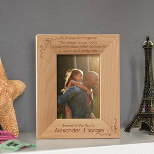 Custom Memorial Photo Frame, Engraved Forever in Our Heart Photo Frame, Personalize Photo Frame, Wooden Photo Frame, Remembrance Photo Frame