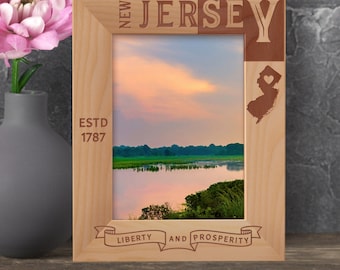 Custom Frame New Jersey State, Personalized Us States Picture Frame, Engraved Picture Frame, Wooden Photo Frame, Gift Ideas For Tourists