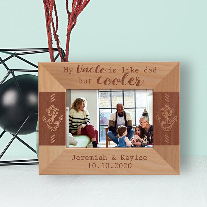 Custom Uncle Photo Frame, Personalized Dad Photo Frame, Gift From Niece Or Nephew, Engraved Photo Frame, Wooden Photo Frame, Gift For Uncle
