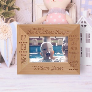 Custom Baby Picture Frame, Personalized The Smallest Things Picture Frame, Wooden Picture Frame, Engraved Picture Frame, Gift For Mother