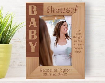 Custom Baby Shower Photo Frame, Personalized Baby Picture Frame, Engraved Photo Frame, Wooden Picture Frame, Gift Ideas for New Born
