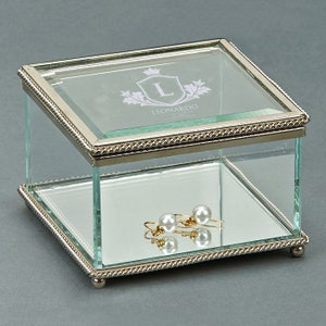 Personalized Glass Jewelry Box, Customizable Name Engraved Jewelry Storage, Custom Jewelry Gift Box, Customized Jewelry Box for Women