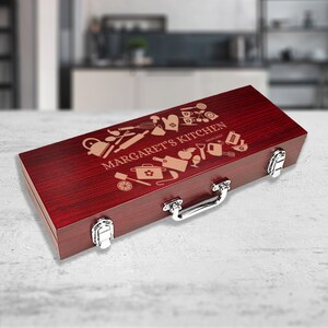 Personalized Kitchen Barbeque Set, Customized Tool Box Set Kitchen BBQ Gifts, Custom Monogram Grill Accessories Kitchen Tool Gift for Cook