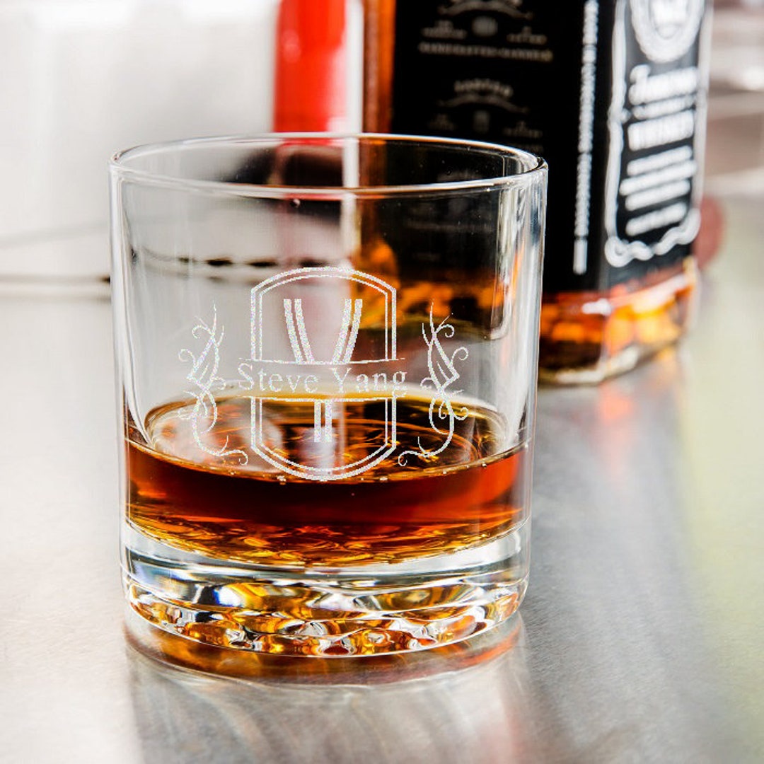 Personalised Monogram Rocks Whiskey Glass - Custom Name / Initial ...