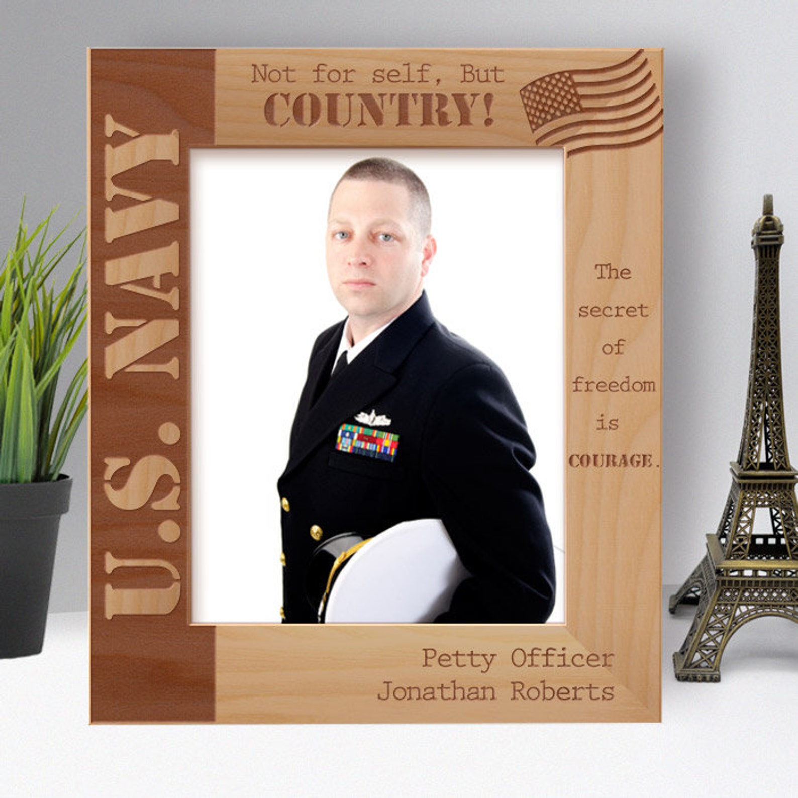 US Navy Picture Frame US Flag Engraved Frame Wooden Photo Etsy