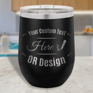 Personalized Custom Engraved Wine Tumbler,  Insulated Customized Wine Tumblers, Custom Stainless Steel Wine Tumblr with Lid Wine Glass