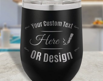 Personalized Custom Engraved Wine Tumbler,  Insulated Customized Wine Tumblers, Custom Stainless Steel Wine Tumblr with Lid Wine Glass