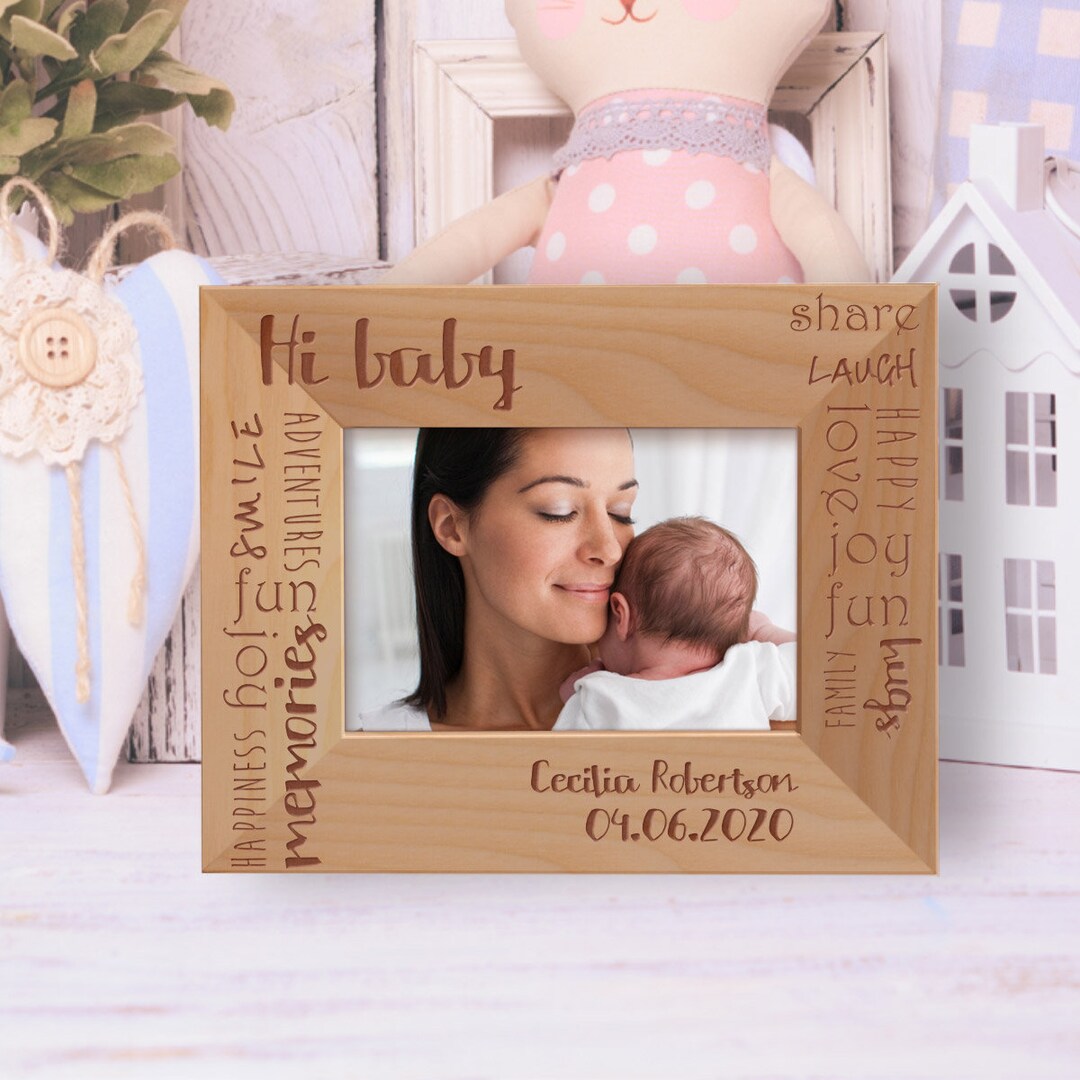 Custom Baby Picture Frame, Personalized Hi Baby Photo Frame, Engraved ...