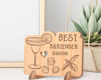 Customized Card, Engraved Bartending Gift, Personalized Best Bartender ...