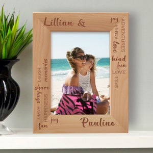 Custom Family Picture Frame, Personalized Adventures Photo Frame, Happiness Love Picture Frame, Engraved Picture Frame, Wooden Picture Frame
