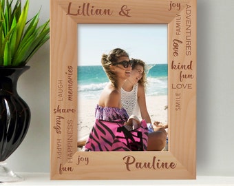 Custom Family Picture Frame, Personalized Adventures Photo Frame, Happiness Love Picture Frame, Engraved Picture Frame, Wooden Picture Frame