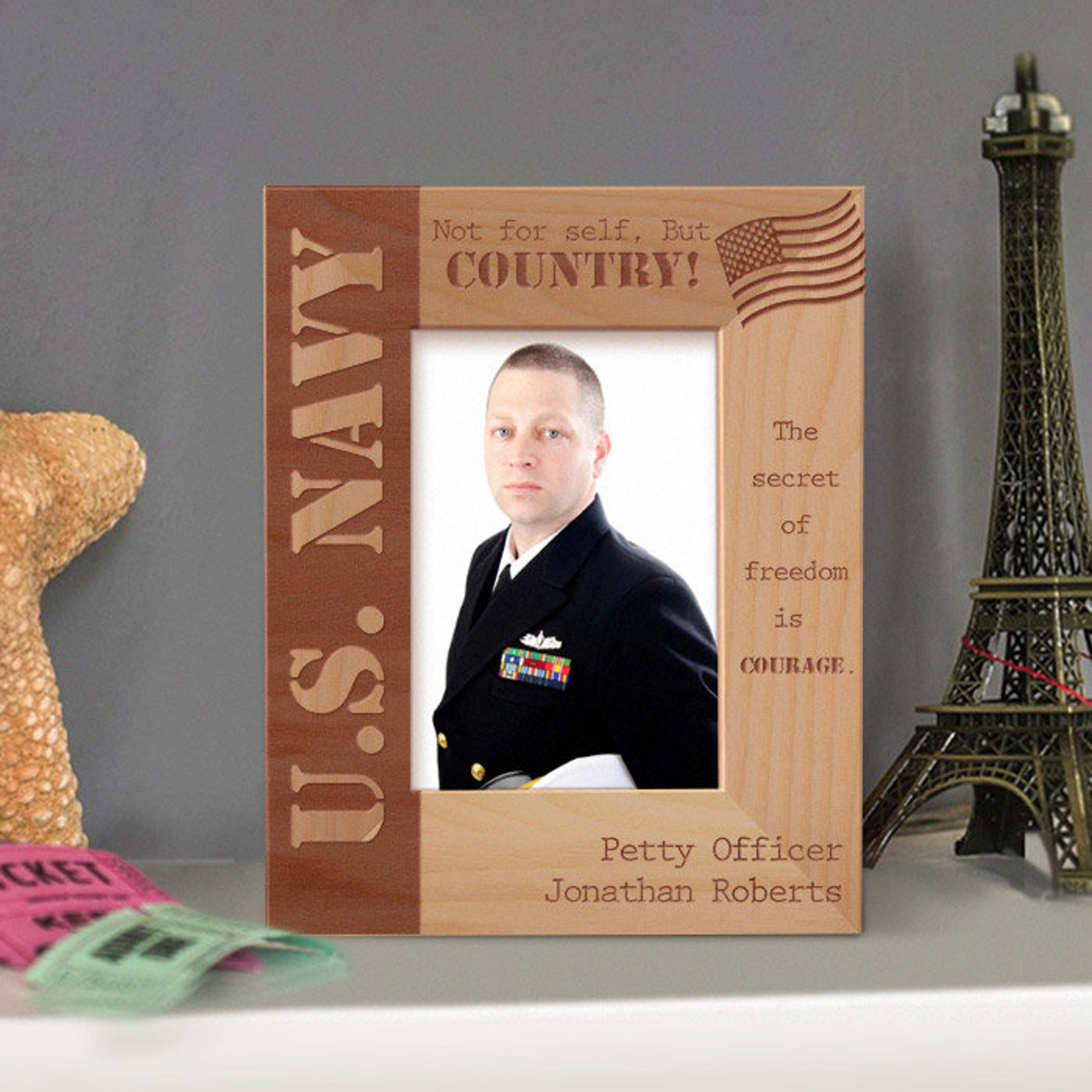 US Navy Picture Frame US Flag Engraved Frame Wooden Photo Etsy