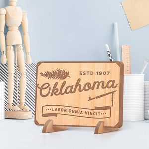 Personalized Oklahoma Card, Customized Perfect Oklahoma Wooden Card, Established Sign, Monogram Oklahoma Home Decor, Wooden State Card