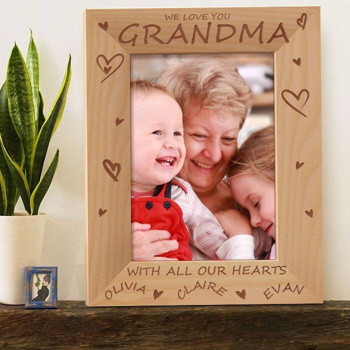 We Love You Grandma Frame Grandma Picture Frame Wooden Etsy