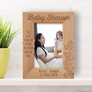 Custom Baby Shower Picture Frame, Personalized Photo Frame, Engraved Picture Frame, Wooden Photo Frame, Baby Gift, Gift Ideas for Mother