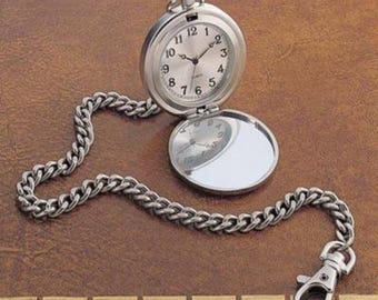 Personalized Pocket Watch, Customized Chained Watch with Keychain, Engraved Key Chain Watch, Monogram Clip On Watch, Custom Birthday Gift