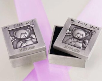 Personalized First Curl and First Tooth Box, Customized Baby First Curl and First Tooth Set, Engraved First Curl Box, Monogram First Tooth