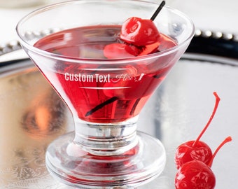 Personalized Martini Glass, Customized Stemless Dessert Glass, Monogram Stunning Core Footed Martini Glass, Engraved Glass for Martini Lover