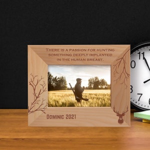 Personalized Hunting Picture Frame, Engraved Photo Frame, Custom Photo Frame, Wooden Picture Frame, Birthday Gift, Gift Ideas For Hunters