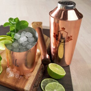 Customizable 3-piece Cocktail Bar Shaker, Custom Name Engraved Copper Plated Stainless Steel Cocktail Shaker, Custom Barware Engraved Gift