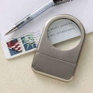 Personalized Magnifying Glass and Letter Opener, Customized Silver Page Magnifier, Monogram Silver Magnifying Glass and Letter Opener Set