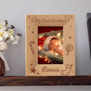 My First Christmas Picture Frame, Personalized Picture Frames, 1st Christmas Photo Frame, Wooden Picture Frames